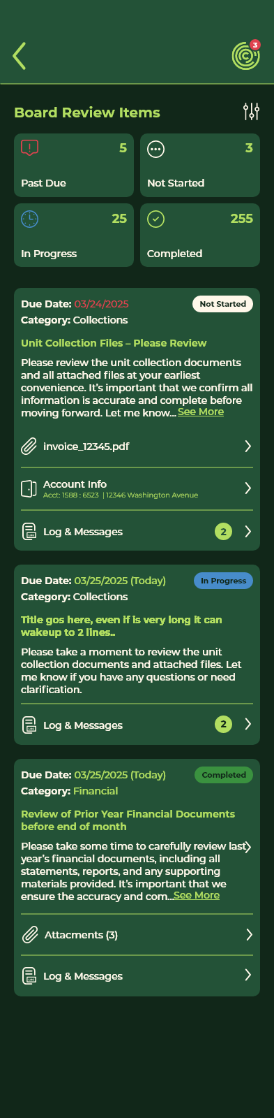Action Item View