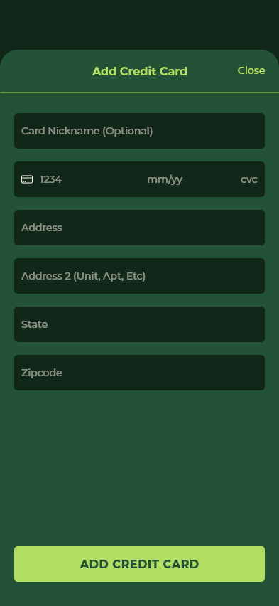 Add Credit Card