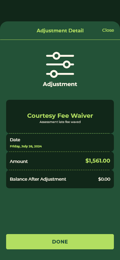 Adjustment Detail