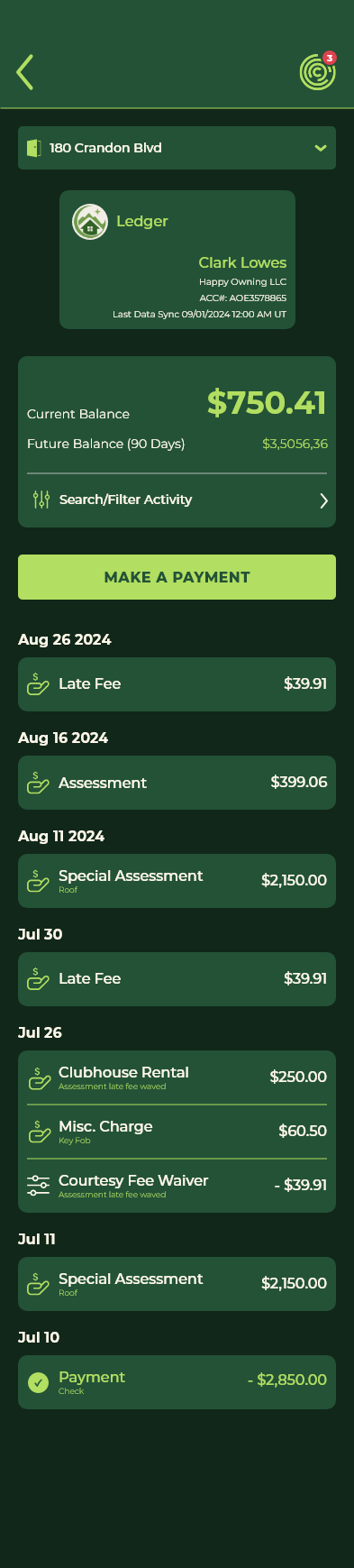 Dues & Balances Ledger