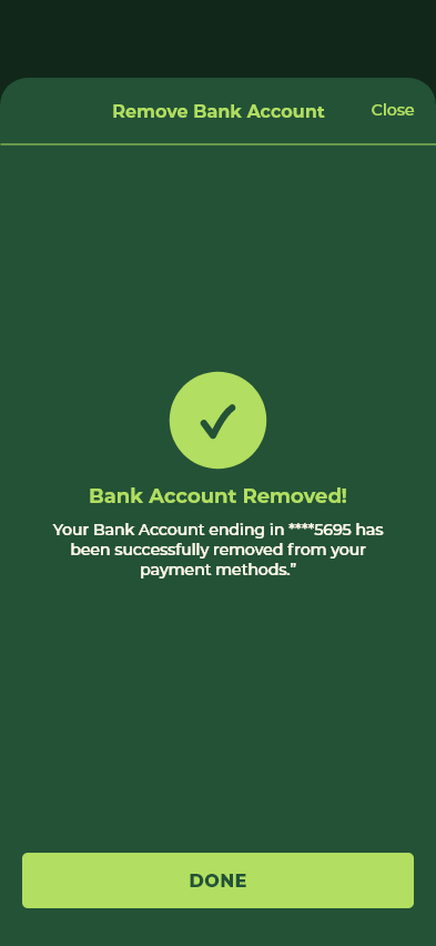 Remove Bank Acct Confirm