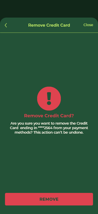 Remove Card – Required
