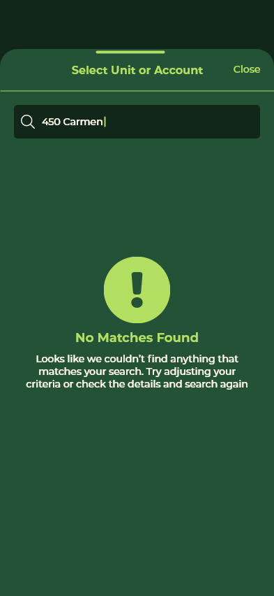 Unit Select – No Match