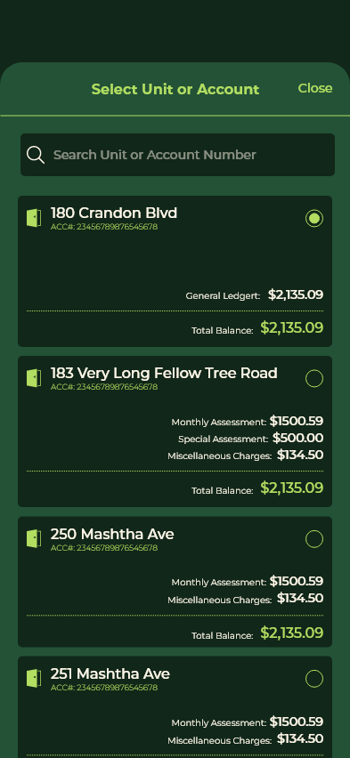 Unit Select – Search