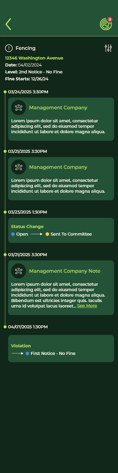 Violation Log Notes