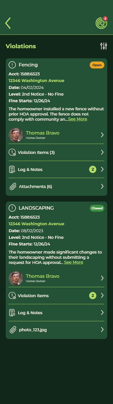 Violations – AR