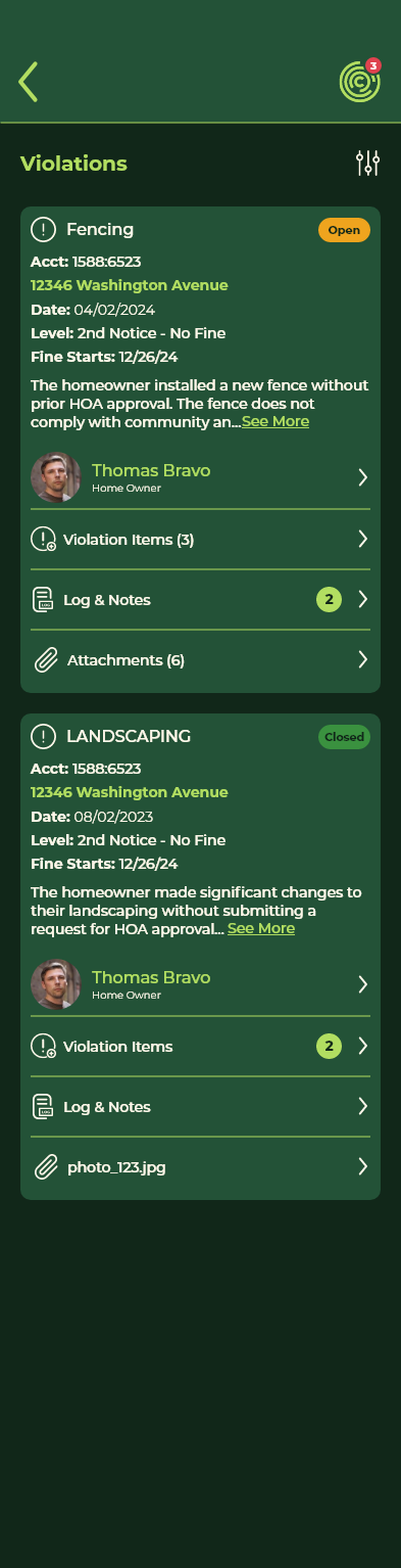 Violation Action Items